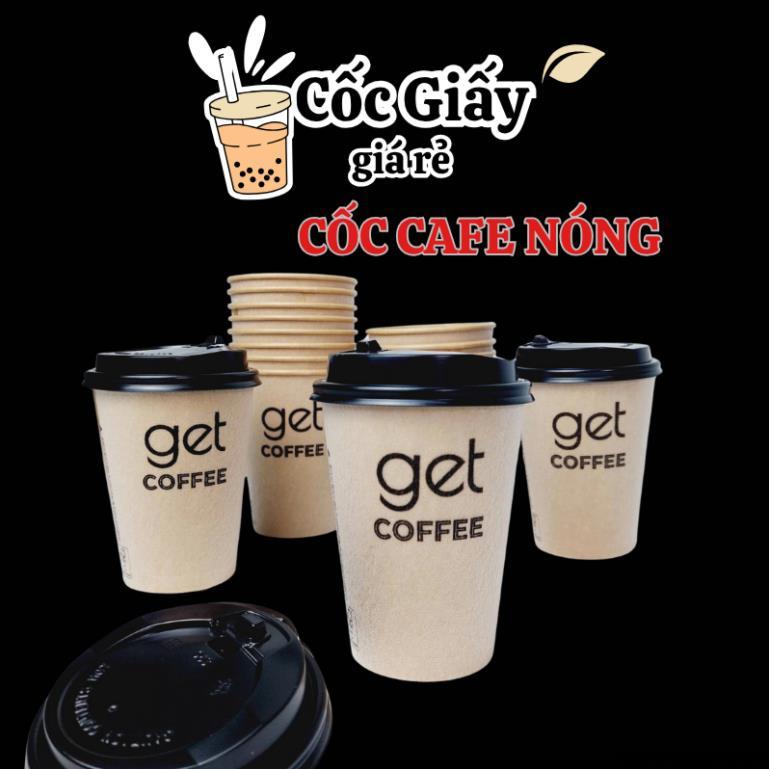 50 Cốc giấy/Ly giấy coffee dùng 1 lần 360ml - 12oz GET nâu ly giấy NHẬP KHẨU HÀN QUỐC