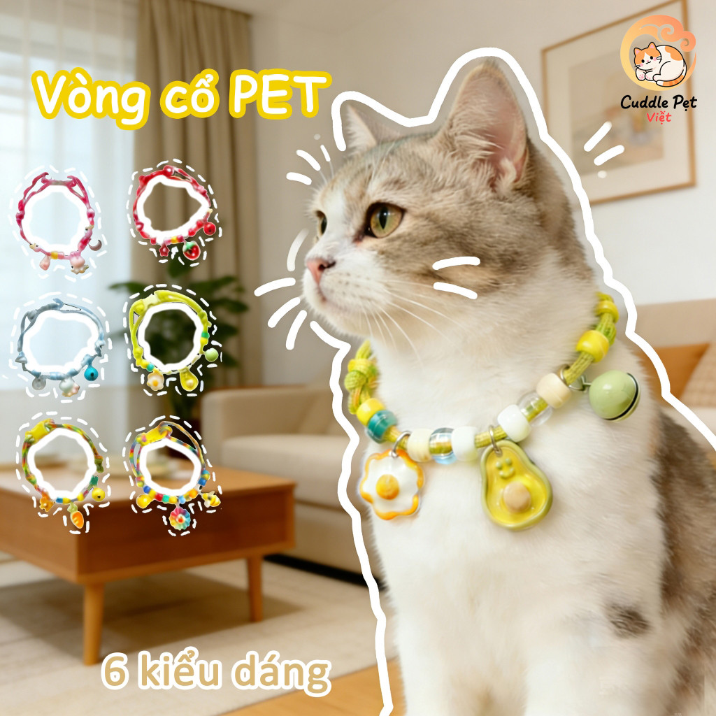 Cuddle Pet-Vòng cổ mèo và chó hoạt hình Vòng cổ thú cưng đan Vòng cổ trái tim cười có thể điều chỉnh LGP0129