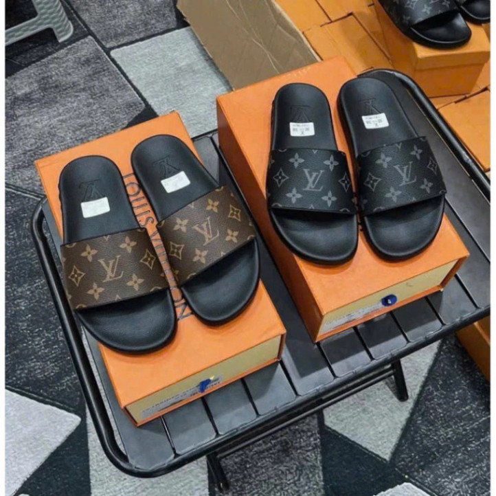 Dép LV Nam - Dép Nam LV Hoa Đế Cao Su cực nét ,Dép quai ngang LV cao cấp đế cao su mềm Hot Trend 202