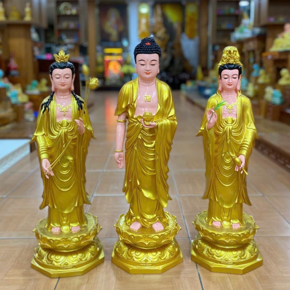 Tượng Tây Phương Tam Thánh Đứng 70cm Nhựa Composite