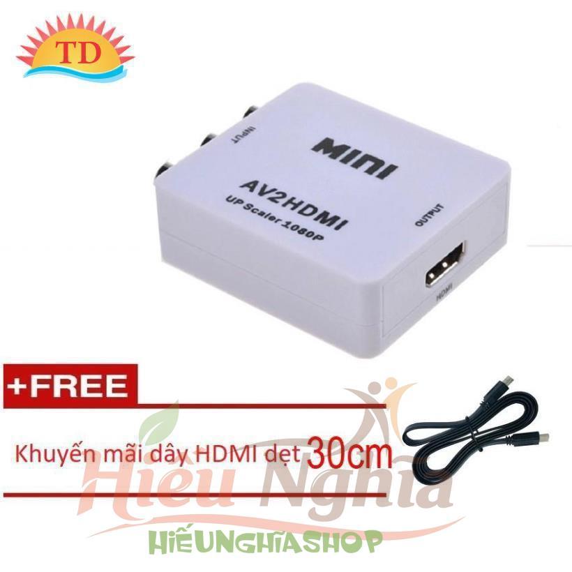Khuyến mãi bộ chuyển đổi AV sang HDMI Full HD 1080p - AV to HDMI Tặng 1 dây HDMI dẹt 30cm