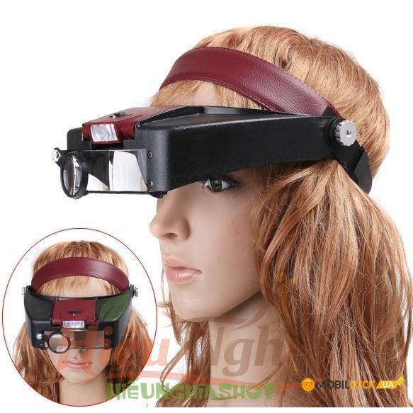 Kính lúp đội đầu 81007A có đèn zoom 1,5 lần, 3x, 8.5x, 10x (viền đỏ)