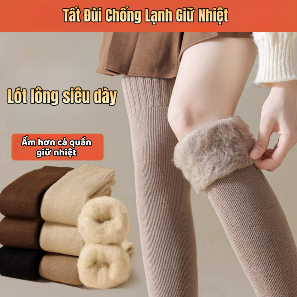 Tất Đùi Cao Cổ, Vớ Lông Cừu Dày Qua Gối Giữ Nhiệt Chống Lạnh Thời Trang Thu Đông Cho Nữ - LIKE TGN07
