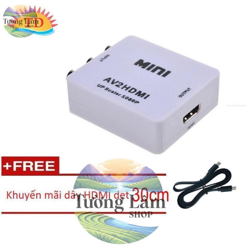 Khuyến mãi bộ chuyển đổi AV sang HDMI Full HD 1080p - AV to HDMI Tặng 1 dây HDMI dẹt 30cm