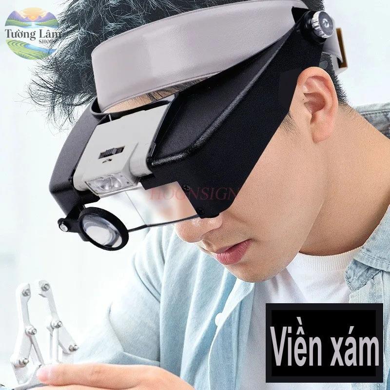 Kính lúp đội đầu zoom 1,5 lần, 3x, 8.5x, 10x, có đèn (viền Xám 81007A)