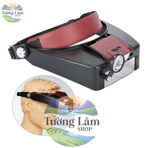Kính lúp đeo đầu có đèn 81007A độ zoom 1.5X 3X 8.5X 10X - Viền Đỏ
