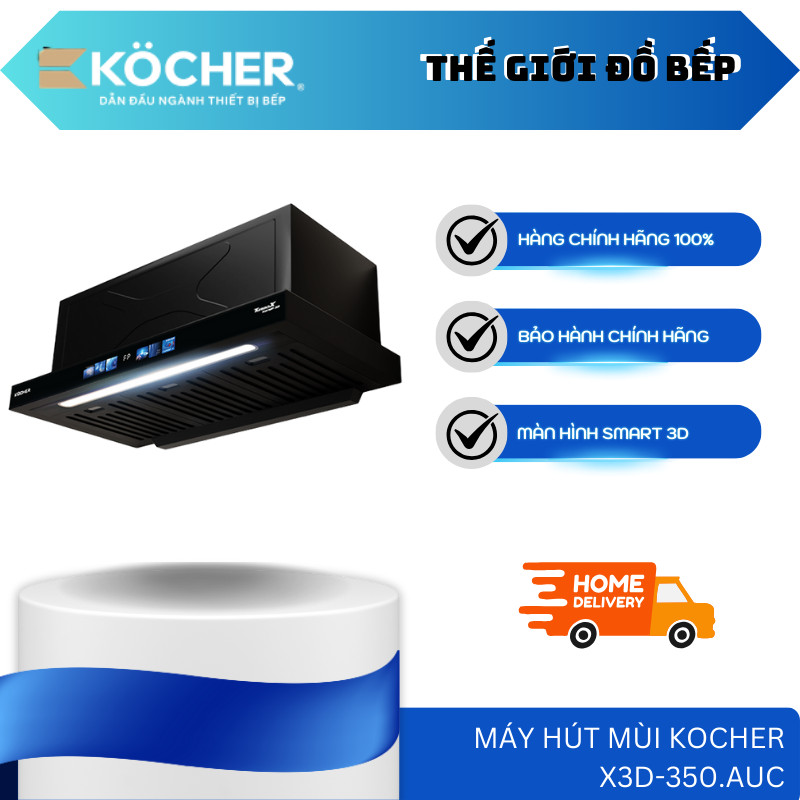 Máy Hút Mùi Kocher TURBO SMART 3D X3D-350D Auto Clean – Màn Hình Smart 3D Hiện Đại – TGB
