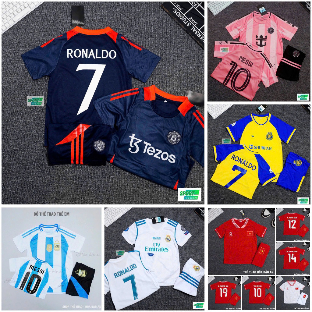 Bộ Sưu Tập Quần Áo Bóng Đá Trẻ Em 2025: Real Madrid, Al Nassr & Ronaldo Bồ Đào Nha - Hòa Bảo An Shop
