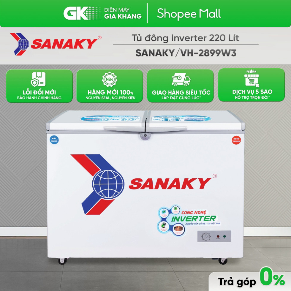 Chính hãng VH-2899W3 - Tủ Đông Sanaky Inverter 220 Lít VH-2899W3 [Toàn Quốc] ]