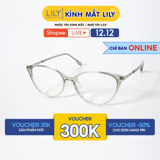  Gọng kính mắt mèo LILYEYEWEAR chất liệu nhựa phối càng kim loại cao cấp kiểu dáng hiện đại màu sắc thời trang 30327KOR 