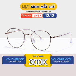  Gọng kính cận nữ LILYEYEWEAR kim loại thiết kế mắt tròn thanh mảnh màu sắc thời trang 292384 