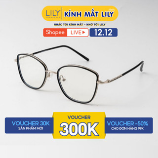  Gọng kính mắt mèo nam nữ LILYEYEWEAR chất liệu nhựa phối càng kim loại cao cấp kiểu dáng và màu sắc thời trang 5763 