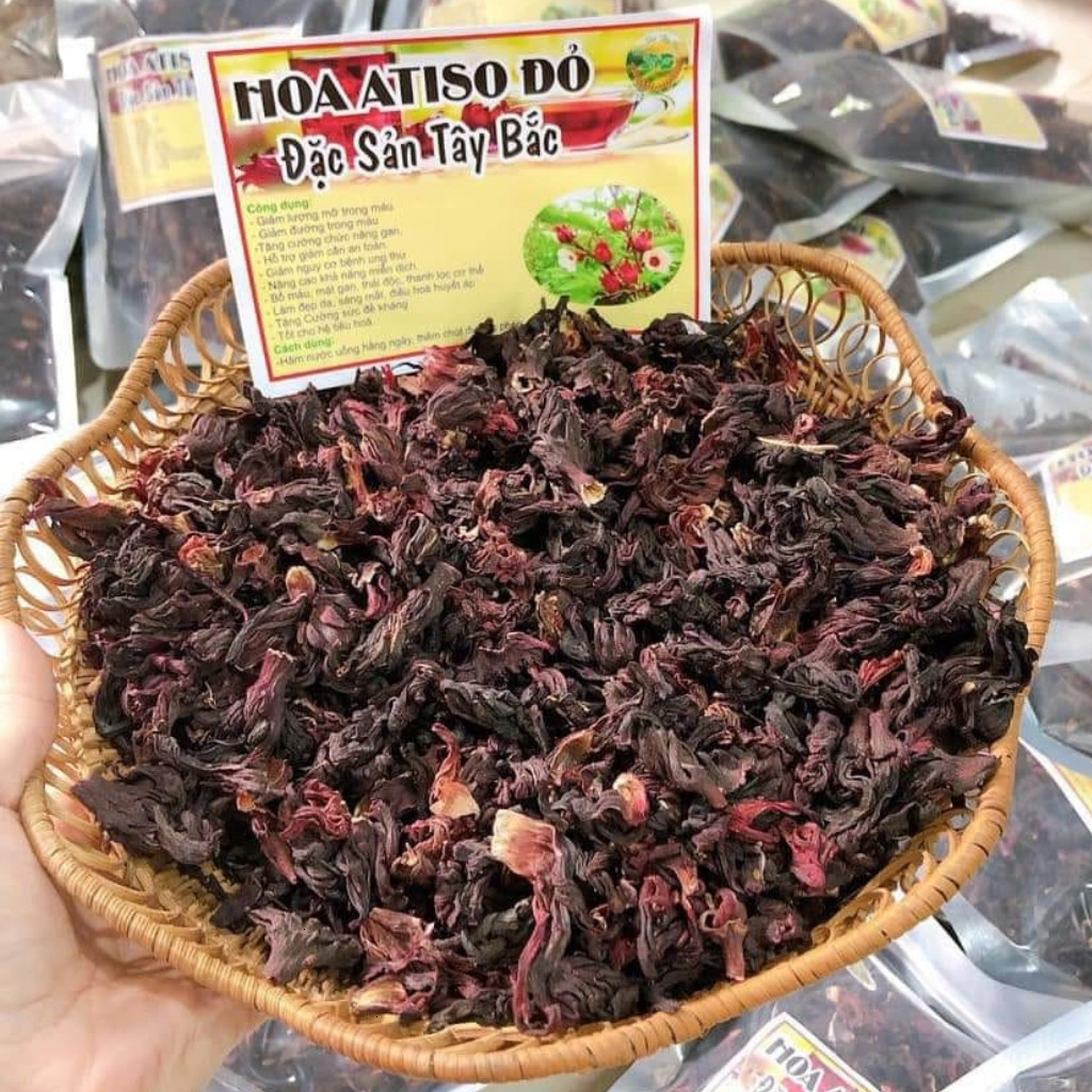 (Miễn Ship) Hoa Atiso đỏ Tây Bắc nguyên bông loại 1, trà hoa dâm bụt, bụp giấm khô (Hibiscus) sấy kh