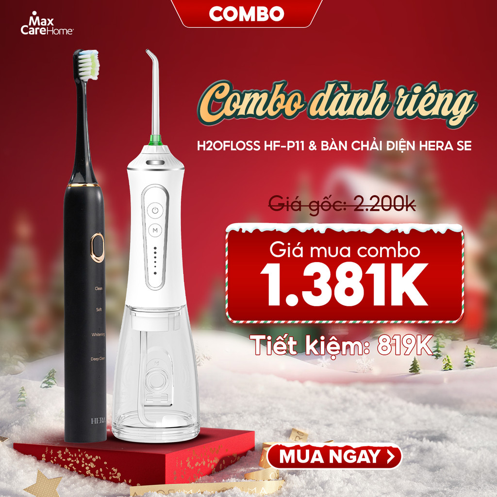 [COMBO] Máy Tăm Nước Cầm Tay H2ofloss HF-P11 & Bàn Chải Điện Maxcare Hera Whitening SE