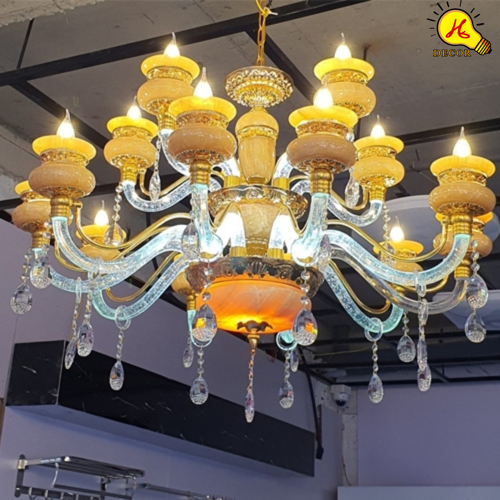 Đèn chùm hiện đại tay pha lê phát sáng HQ DECOR thiết kế đẳng cấp, tôn vinh không gian sống sang trọ