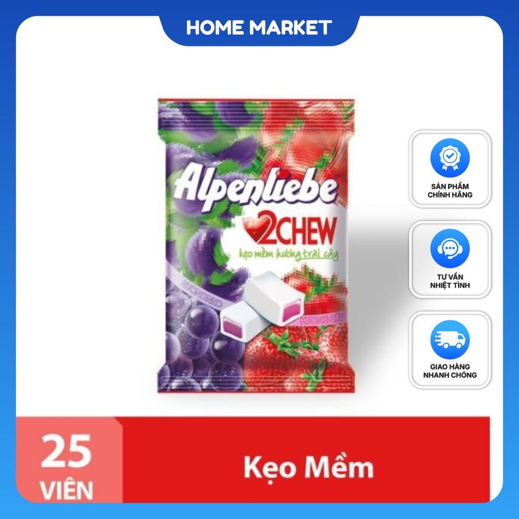 Kẹo Mềm Alpenliebe Dâu & Nho Túi 84g