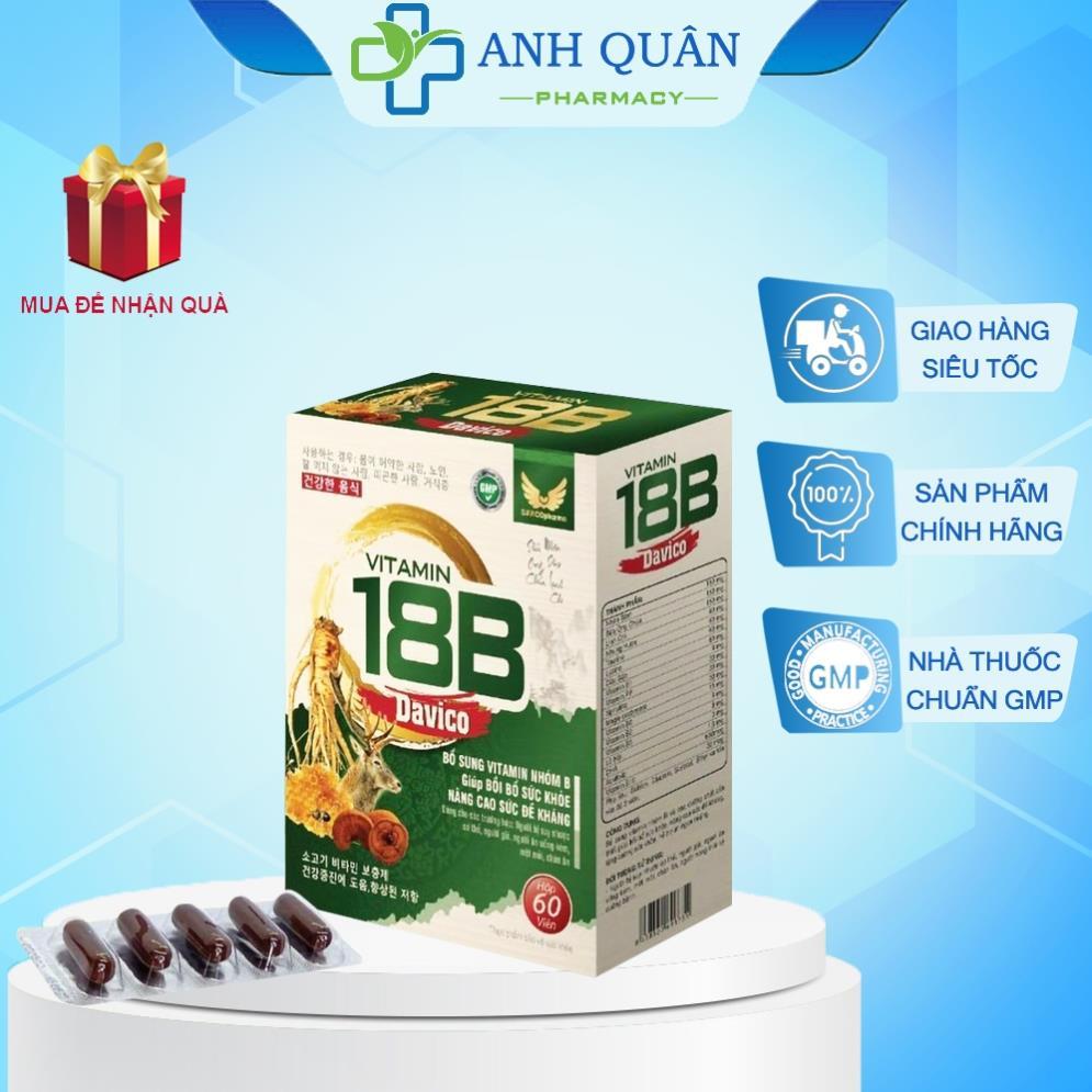 [CHÍNH HÃNG] Vitamin 18B Davico hộp 100 viên hỗ trợ bổ sung vitamin nhóm B nâng cao sức đề kháng tăn