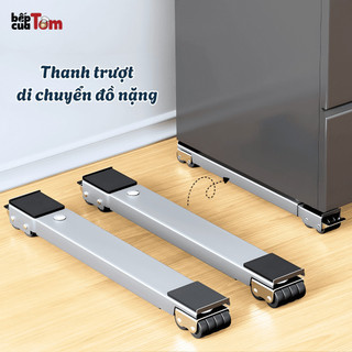 Thanh Trượt Đồ Nặng Có Bánh Xe, Chân Đỡ Di Chuyển Tủ Lạnh, Máy Giặt, Thanh Con Lăn Di Động Chịu Lực 500kg