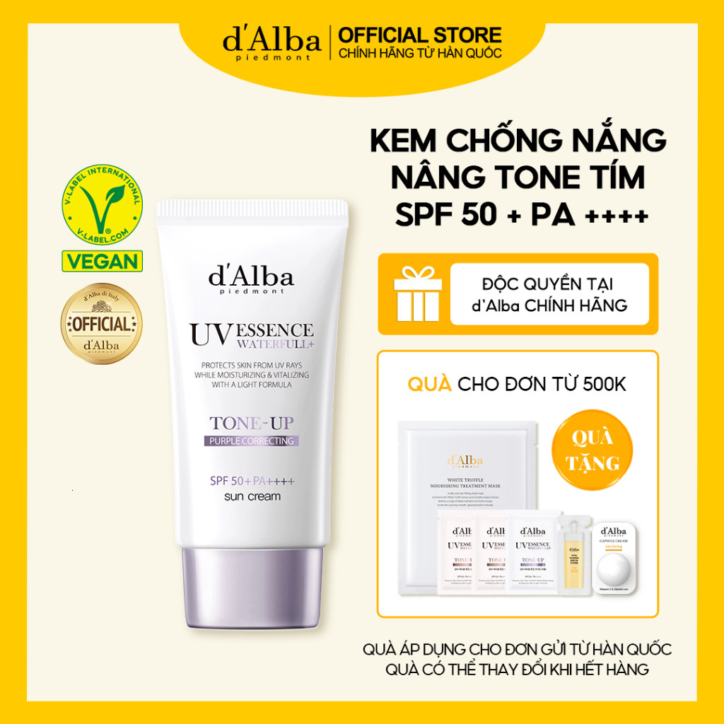 [d'Alba Official] Kem chống nắng nâng tone Tím d'Alba White Truffle Tone Up Sunscreen (Purple) 50ml