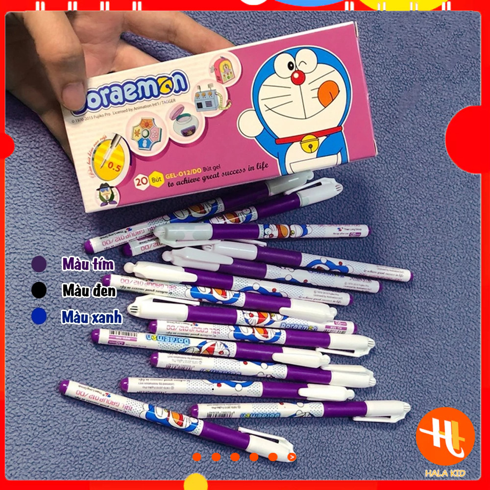 Bộ 20 bút Doraemon đủ màu sắc Xanh, Đen, Tím - Chất lượng vượt trội!