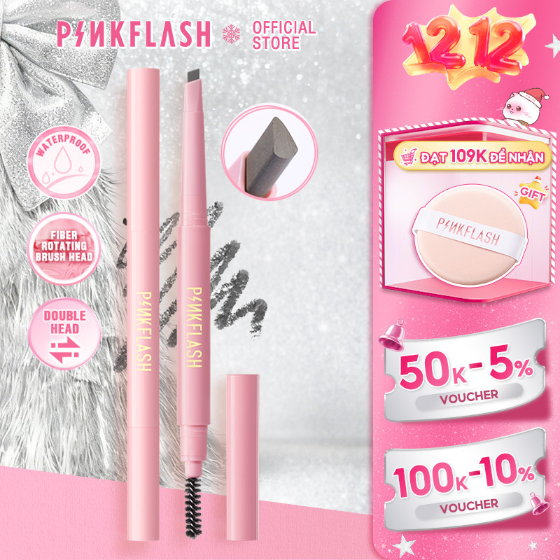  PINKFLASHBút Kẻ Lông Mày Dễ Tán Chống Nước Giữ Màu Lên Đến 8 Tiếng Tích Hợp Đầu Cọ Chải Tiện Dụng 0.2g 
