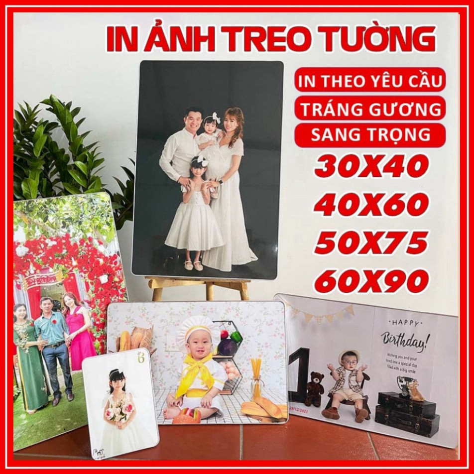 Khung ảnh tráng gương 30x40, 40x60, 50x75, 60x90 treo tường , khung ảnh gia đình , in ảnh cá nhân từ