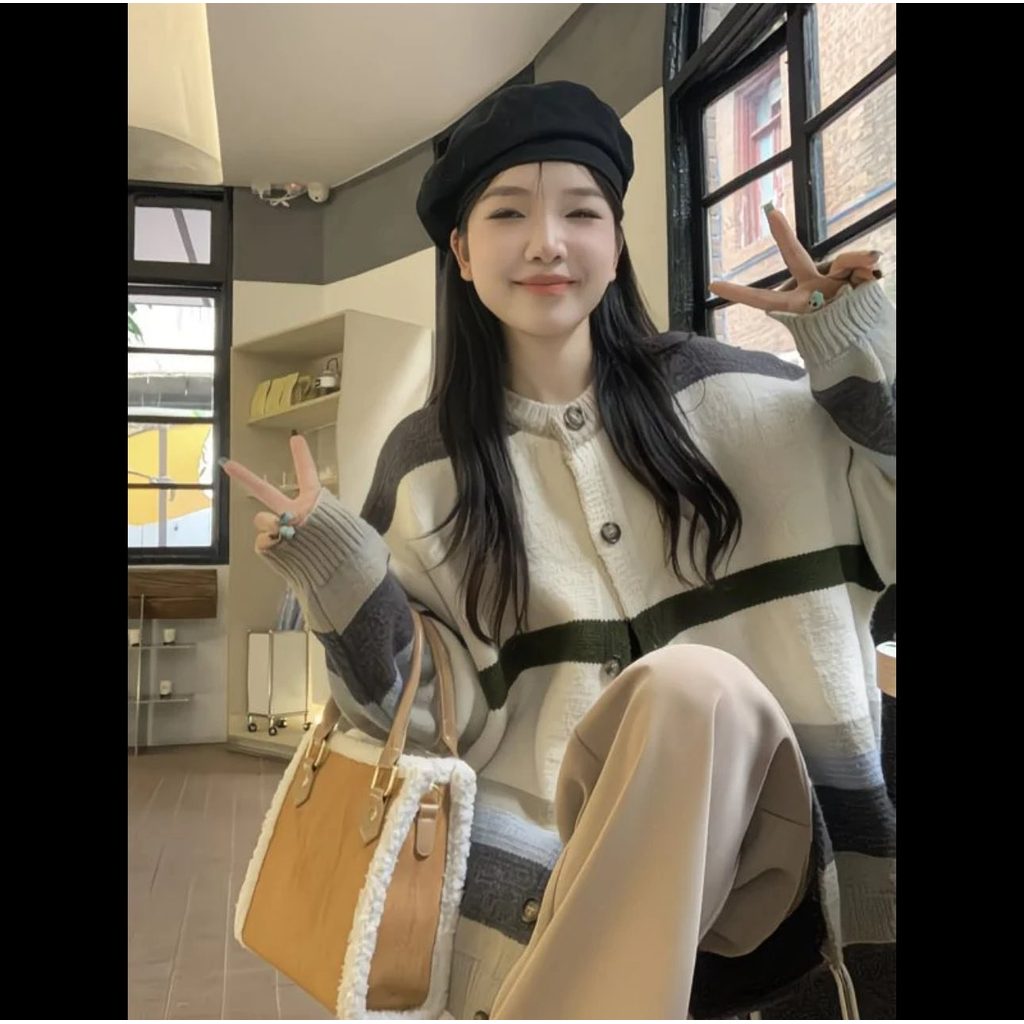 LALASHOP _ Áo kẻ cadigan xinh xắn dành cho nữ đi học đi làm đi chơi | BigBuy360 - bigbuy360.vn