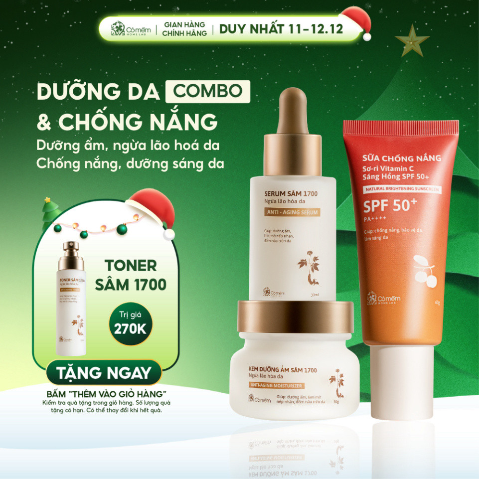 [1/3 Lọ]  B ộ Chăm Sóc Da 3 B ước Chống Nắng Sơ-ri Vitamin C Dưỡng Sáng Da Serum Kem Dưỡng Ngừa Lão 