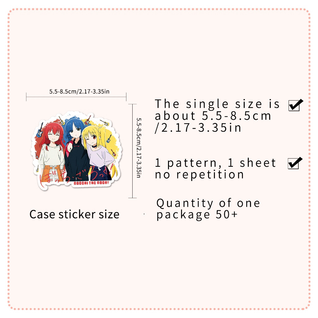 Bộ 50 Anime BOCCHI THE ROCK Sticker Laptop Tủ Lạnh Đàn Guitar Doodl Đồ Chơi DIY Chống Thấm Nước Miến