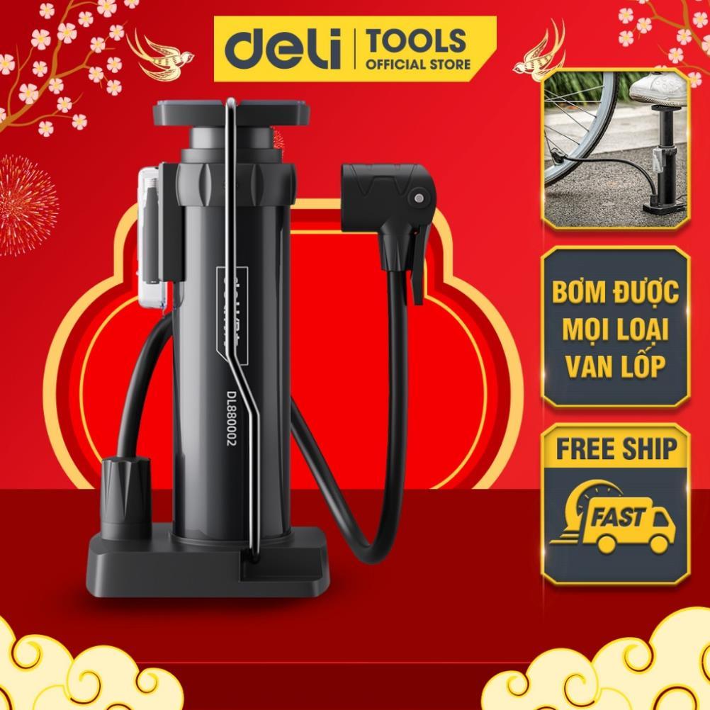 Bơm Đạp Chân Xe Đạp Deli Chính Hãng - Siêu Nhẹ, Dễ Dàng Di Chuyển - Áp Suất Cao - DL880002