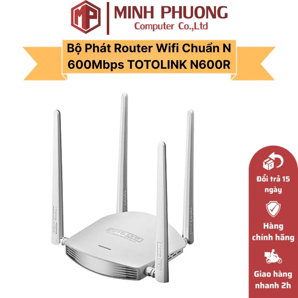 Bộ Phát Router Wifi Chuẩn N 600Mbps TOTOLINK N600R - Hàng Chính Hãng