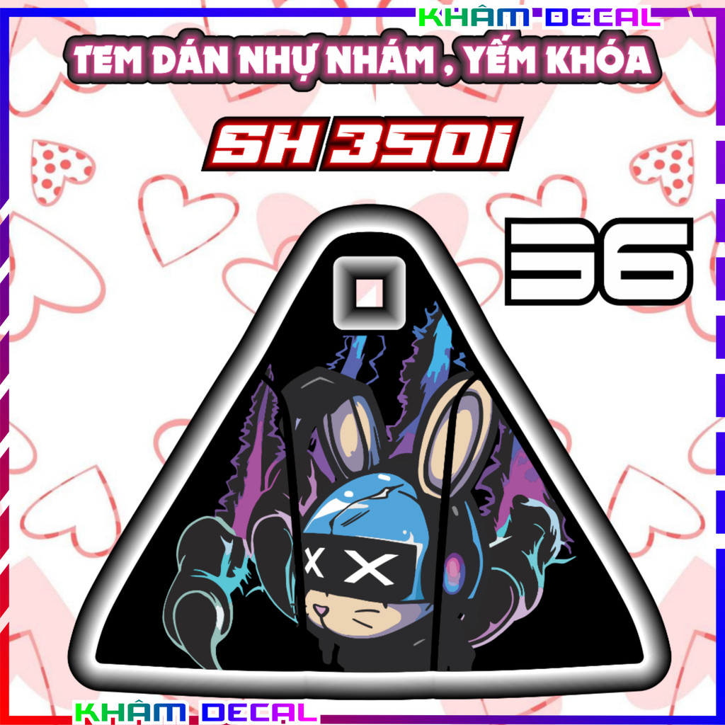 Bộ nhãn dán nhựa mờ SH 350i hình Gấu Dâu, Hello Kitty, Doreamon & Baby Three