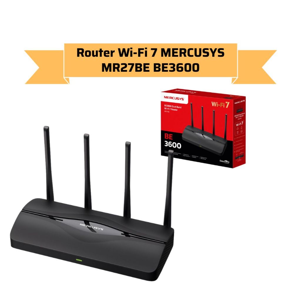 Router Wi-Fi 7 MERCUSYS MR27BE BE3600 Băng Tần Kép Tốc Độ 3.6 Gbps, Công Nghệ Đa Dạng, Bảo Mật Cao