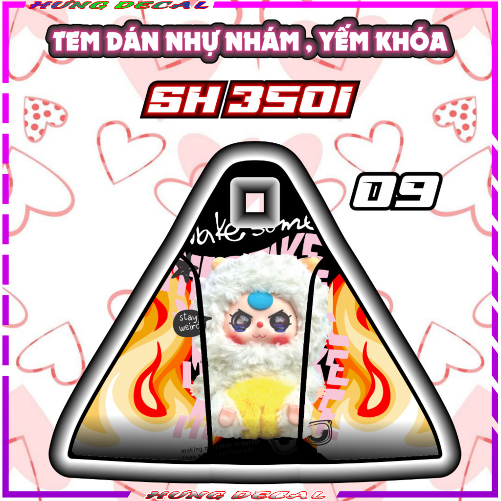 "Miếng dán yếm khóa Baby Three trang trí SH 350i - Decal 3 lớp nhám bảo vệ"