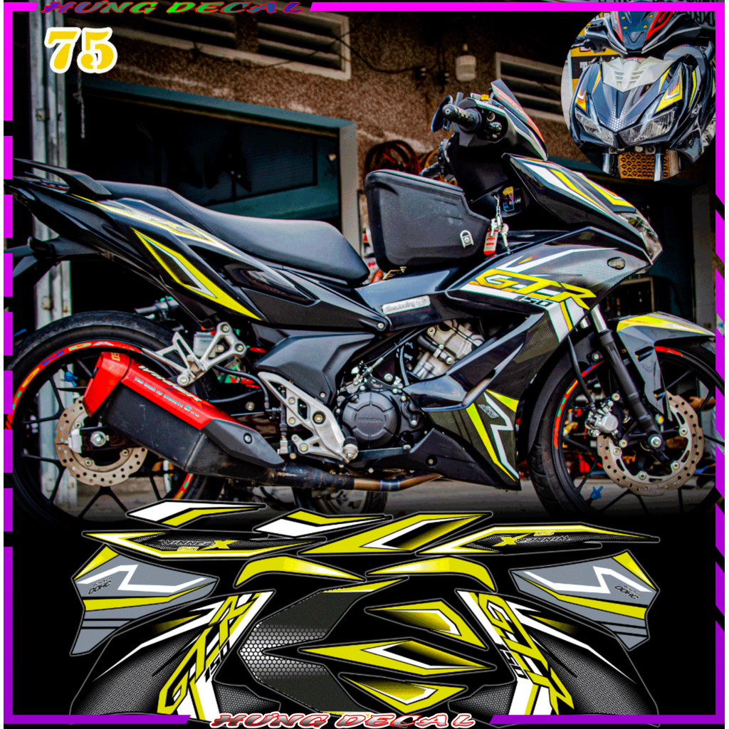 Decal rời màu đen trắng Winner X V2 mẫu GTR, 3 lớp chống nước, Sticker mã 75