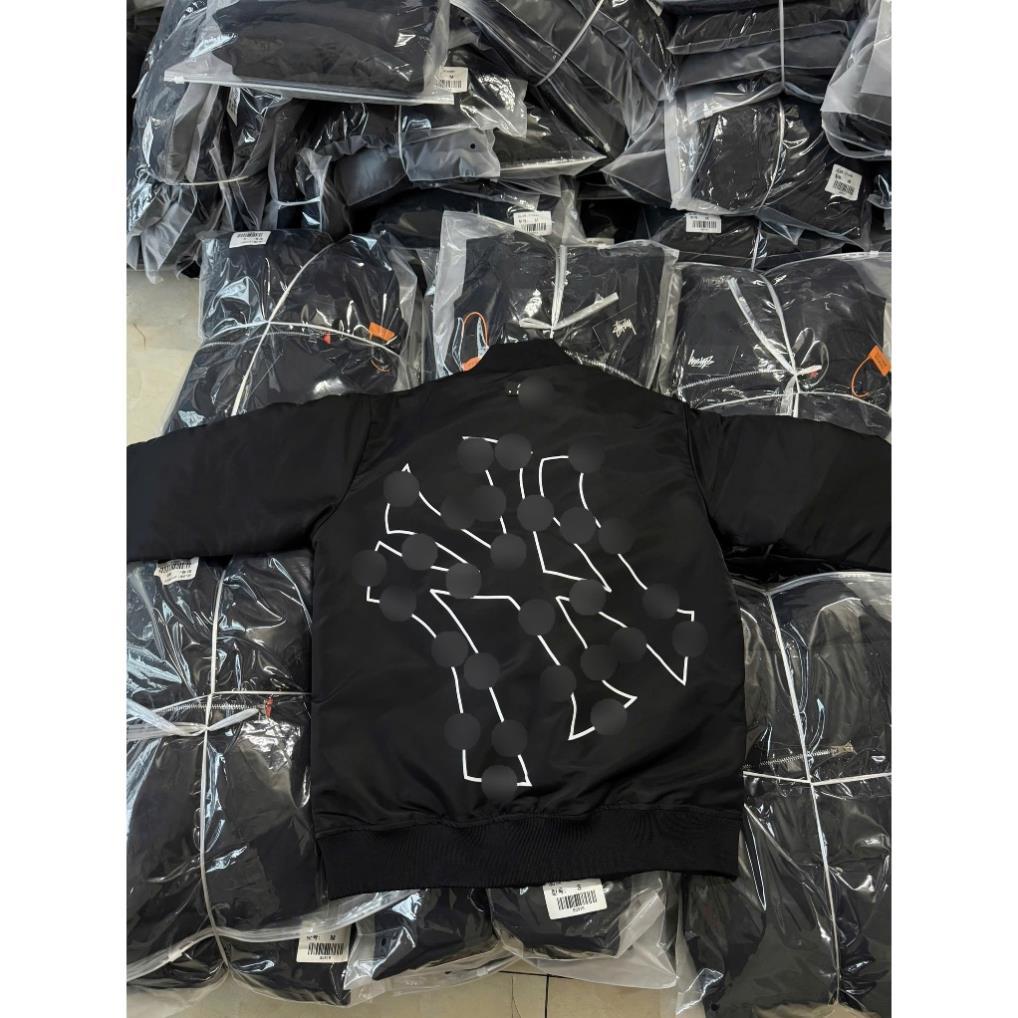 Áo Khoác Nam Nữ Trần Bông Thêu Chữ NY Trước Ngực Cực Hót - Áo Khoác Nam Nữ Trần Bông In Chữ NY Sau L