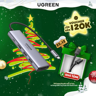  Bộ chuyển đổi Type C UGREEN 60384 Chuyển sang HDMI + USB 3.0*2 + SD TF + PD Hàng phân phối chính hãng 