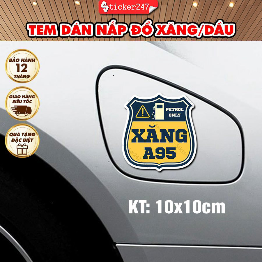 Tem Dán Nắp Bình Xăng, Bình Dầu 🌈𝑭𝒓𝒆𝒆𝒔𝒉𝒊𝒑 Decal Dán Nắp Bình Xăng A95, Tem Dán Bình Xăng, Tem Dầu Di