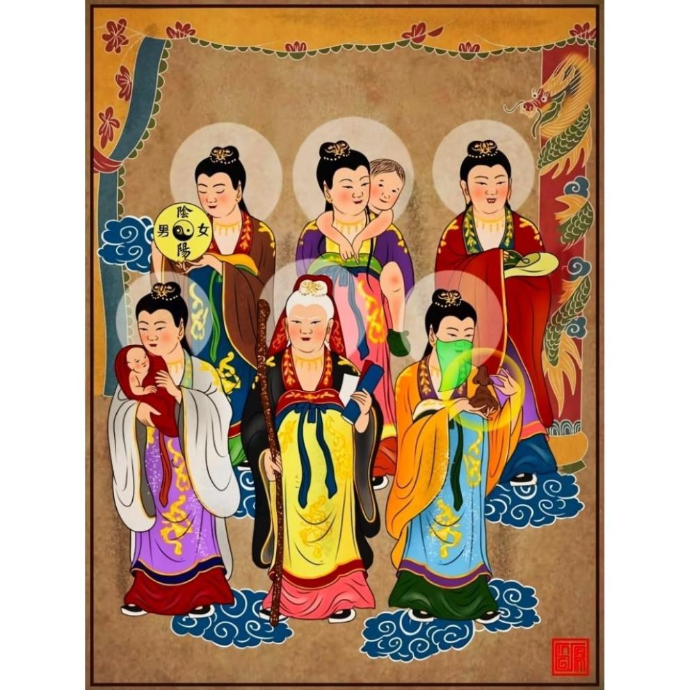 Khung Tranh 12 BÀ MỤ - TAM TIÊU NƯƠNG NƯƠNG ( Tặng )