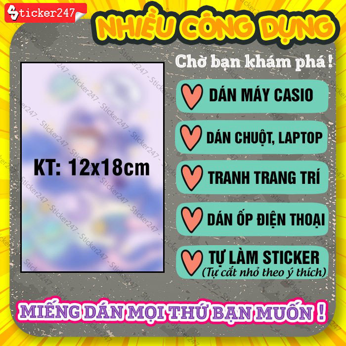 Dán Máy Tính Skin Gấu Dâu Casio 580 - Flexio - Vinacal, Miếng Dán Máy Tính 580 Gấu Dâu Lotso - Stick