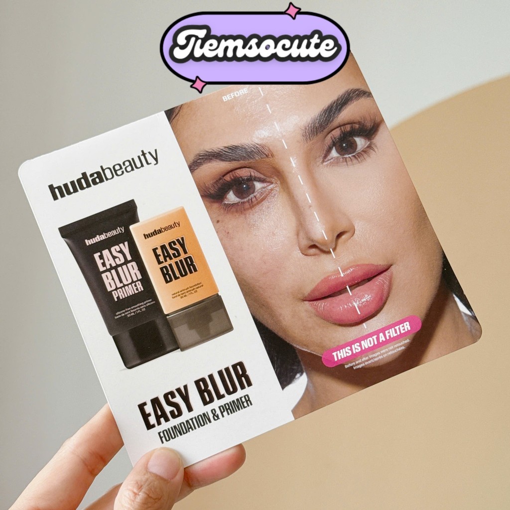 [Mẫu thử] Kem lót Huda Beauty Easy Blur Primer & Kem nền Huda Beauty Easy Blur Natural Airbrush Foun