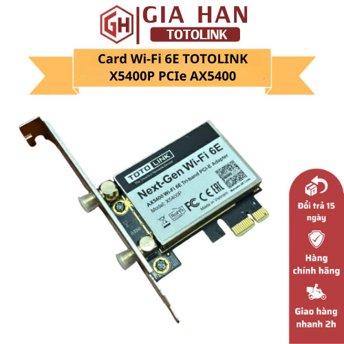 Card Wi-Fi 6E TOTOLINK X5400P PCIe AX5400 - Bluetooth 5.3, Ba Băng Tần, 2 Ăng-ten 5dBi, Chơi Game