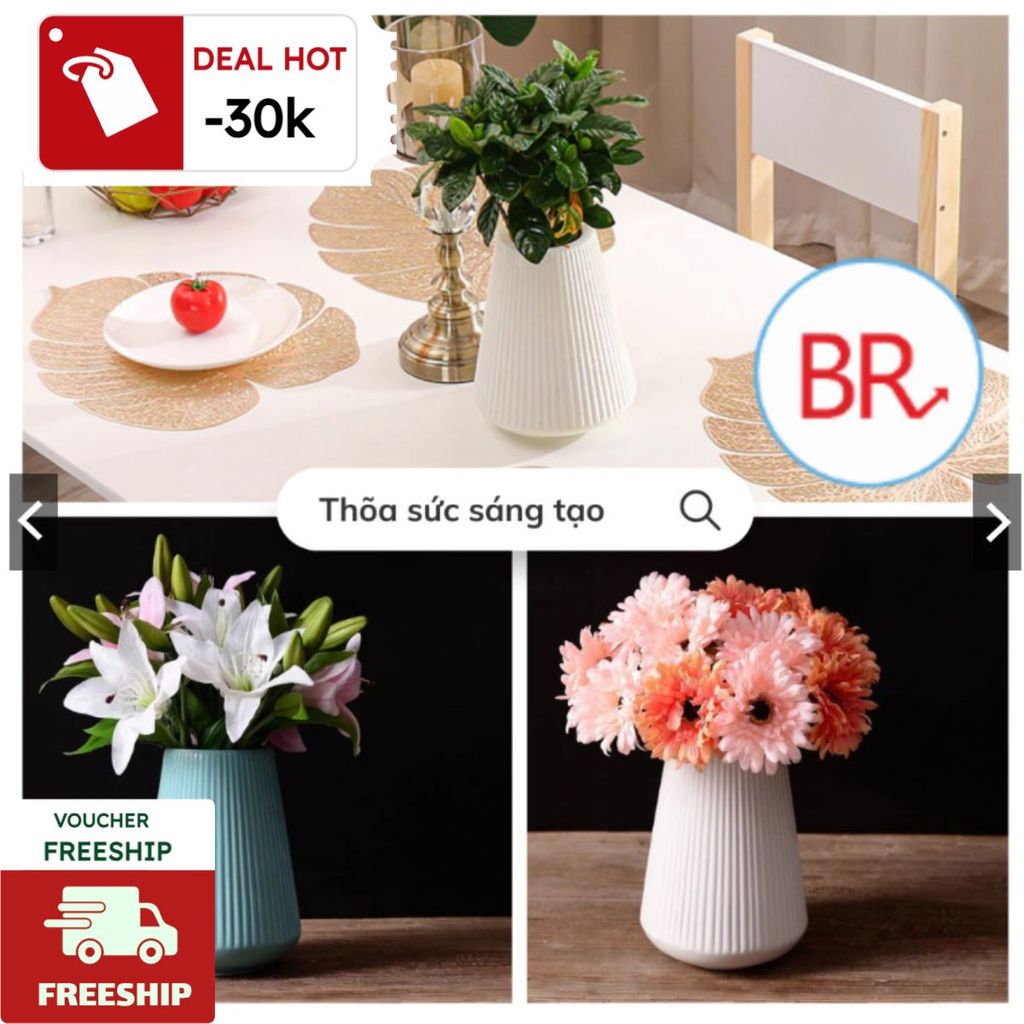 (thanh lý ) Bình cắm Hoa đẹp sang trọng,trang trí nhà cửa nhựa giả gốm chàng chuẩn chính hãng việt n