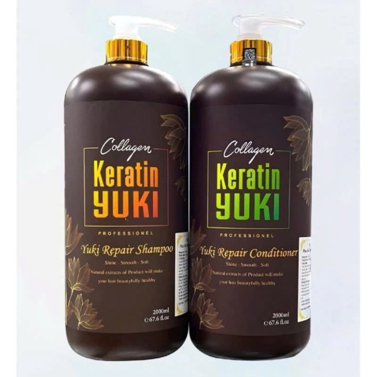Cặp Dầu Gội Xả Keratin YUKI phục hồi hư tổn cho da đầu dầu bết, ngăn gàu, dầu gội keratin ngăn rụng 