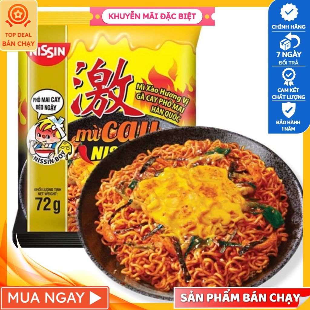 Set 10 Gói Mì Xào Gà Cay Phô Mai Nissin