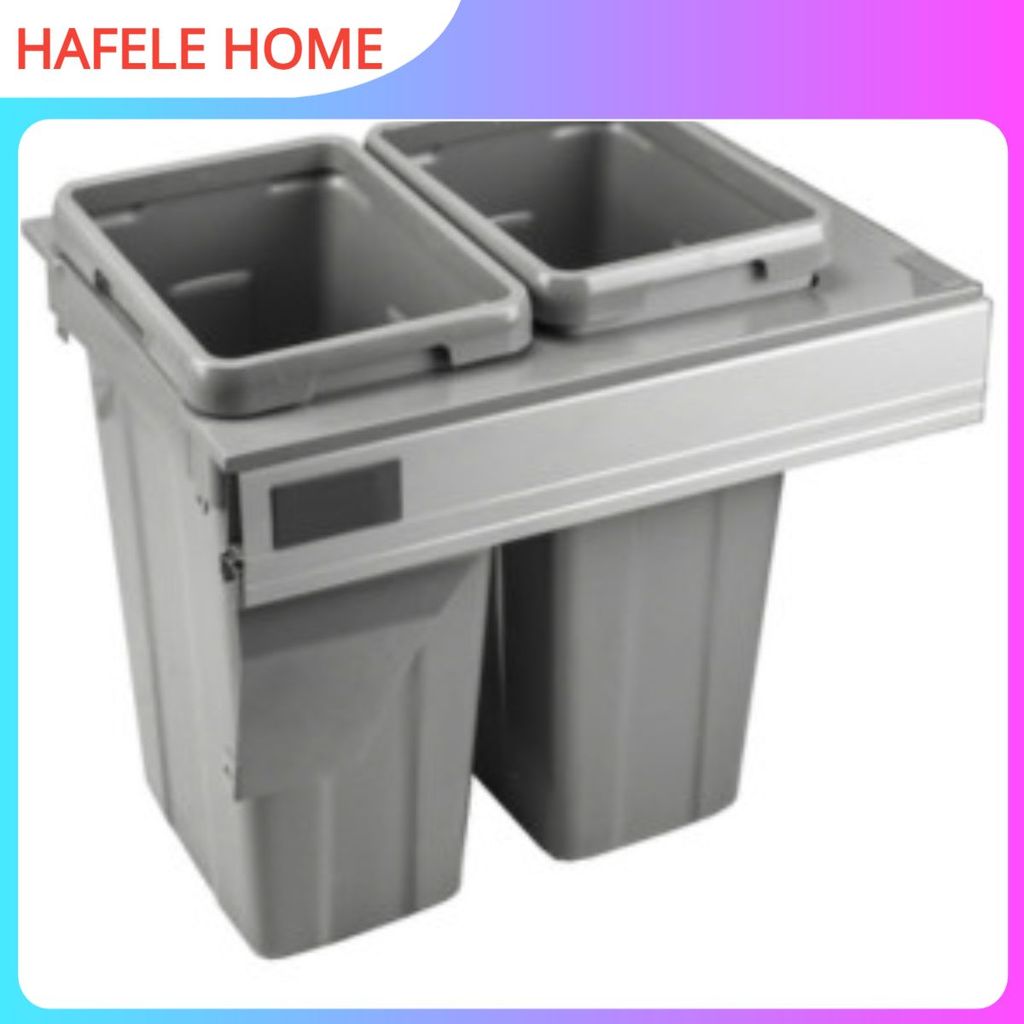 Thùng Gạo Âm Tủ Giảm Chấn Eurogold BA400 - Nhựa Cao Cấp - Thùng Đôi Phân Loại Rác - Nắp Đậy Kín- EEH