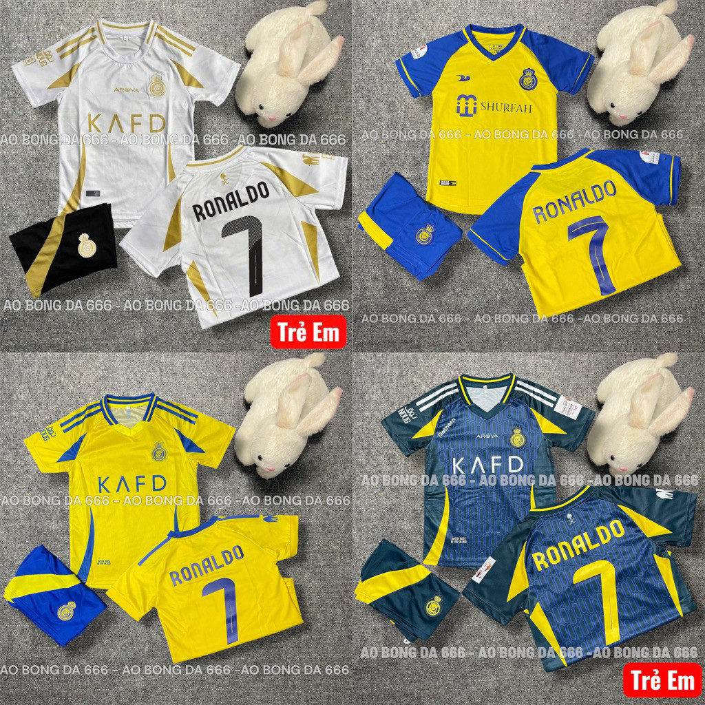 In Tên Số - Áo Bóng Đá, Áo Đá Banh Trẻ Em CLB Al Nassr  - Vải Mè Thái Cao Cấp - In Sẵn Cr7