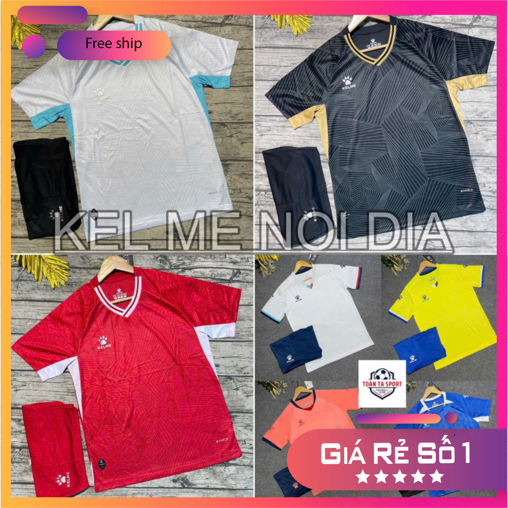 In Tên Số - (FREE SHIP) Bộ quần áo thể thao bóng đá -  Nam Nữ KELME Màu Đỏ Sọc nội đia trung mẫu mới