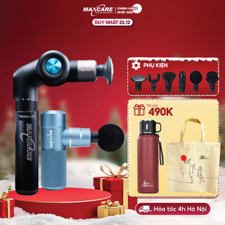  Súng Massage Cầm Tay GIÃN CƠ CAO CẤP MAXCARE Tùy Chỉnh 5 Góc Gập Nhiệt Phục Hồi 50°C Giảm Đau Bắp Vai Cổ Gáy Pin 60N 
