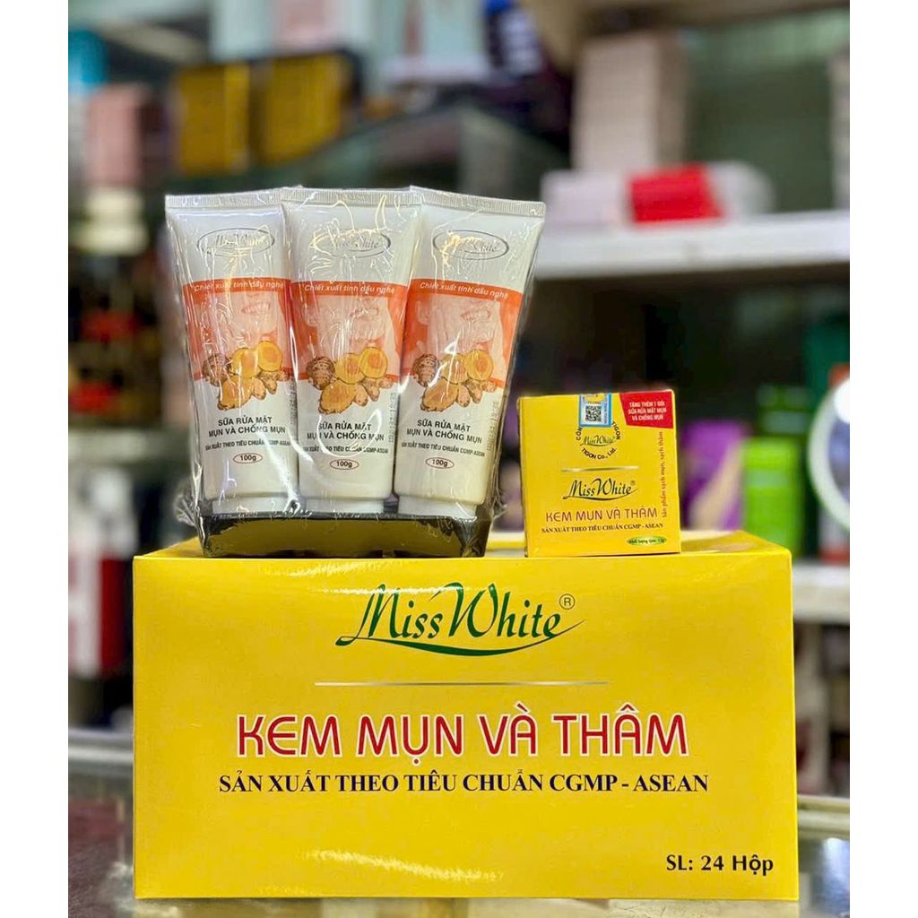 Kem Nghệ Miss white thâm và mụn - Sữa Rửa Mặt Nghệ Miss White